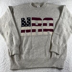 Vintage NRA Rifle Sweater Knit Made in USA Flag Gray Men's Large Sweatshirt